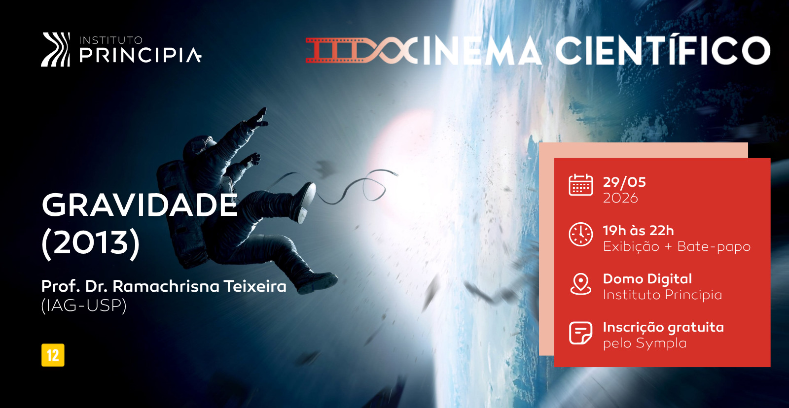 Cinema Científico exibe “Gravidade” com debate sobre exploração espacial