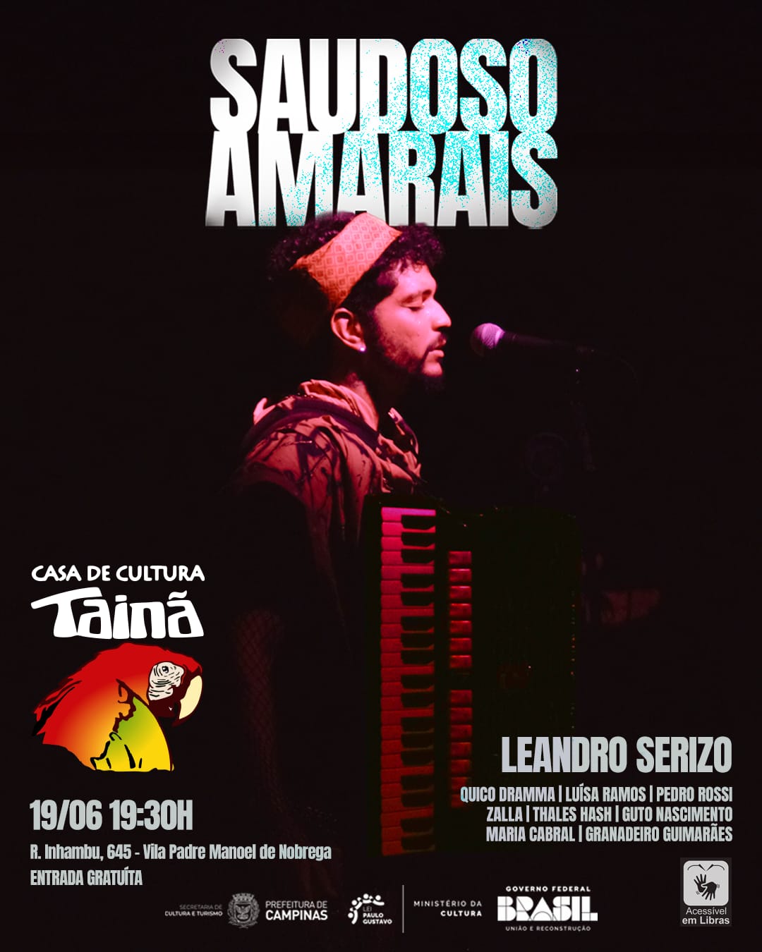 Leandro Serizo apresenta “Saudoso Amarais” na Casa de Cultura Tainã